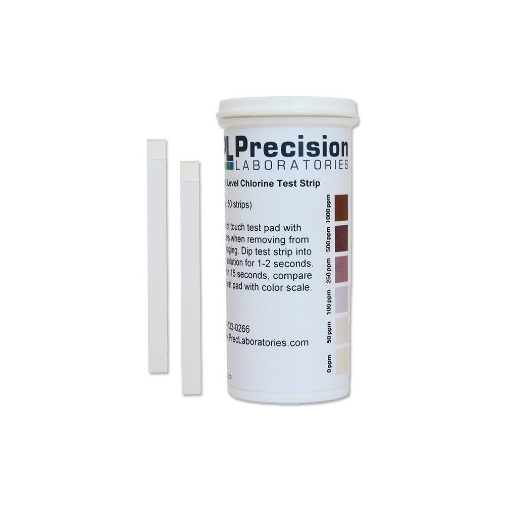 Tires reactives clor 0-50-100-250-500-1000 ppm CHL-1000. Tub 100 unitats