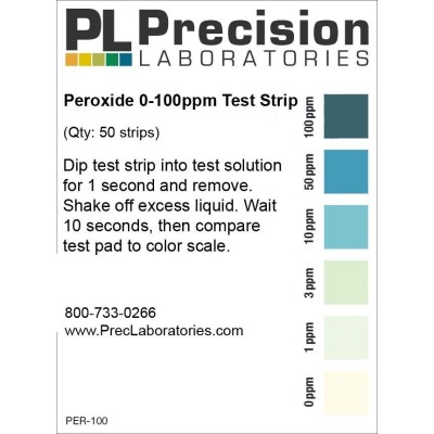 Tires reactives peròxid 0-1-3-10-50-100 ppm PER-100. Tub 100 unitats