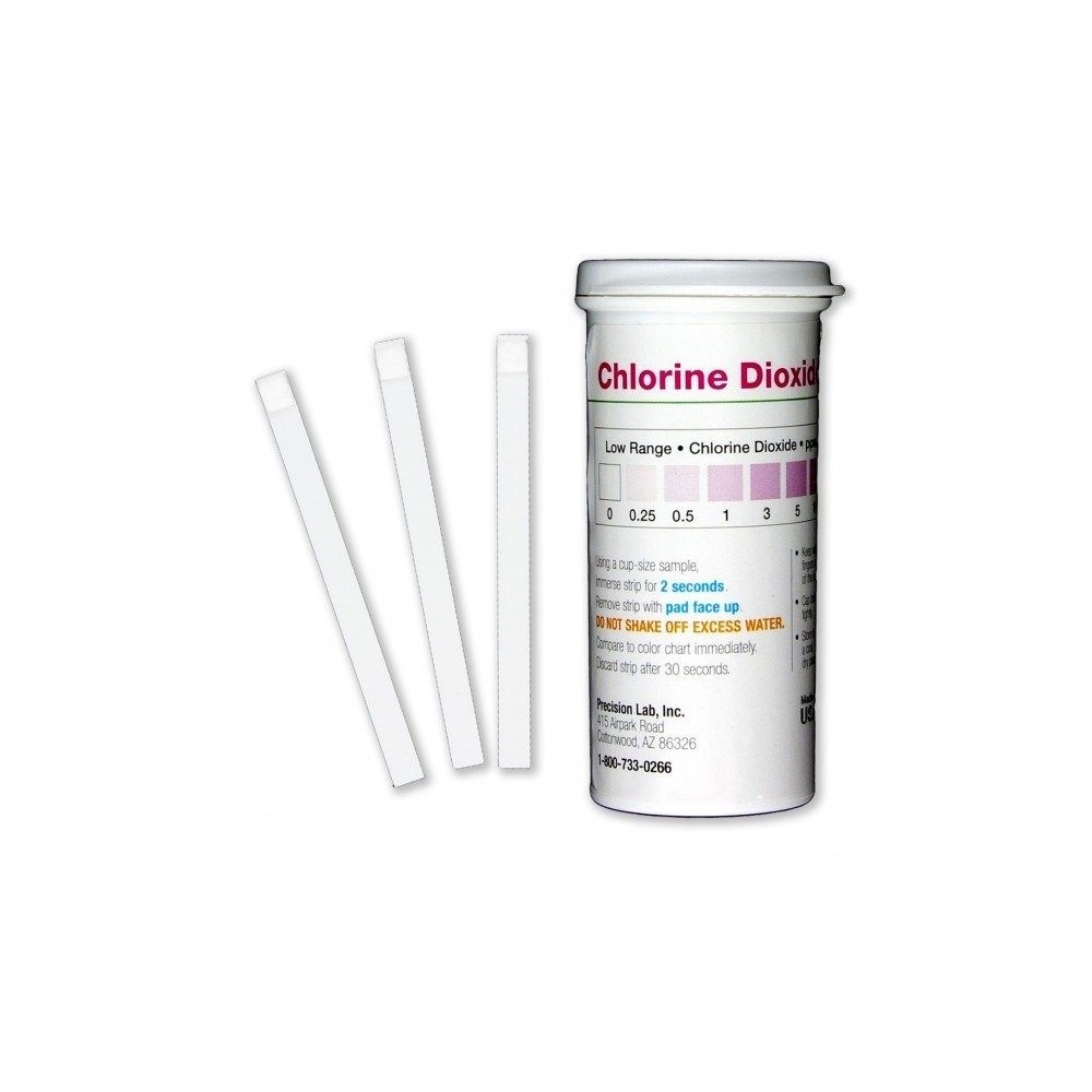 Tires reactives clor diòxid 0-0'25-0'5-1-3-5-10 ppm CHL-D10. Tub 50 unitats