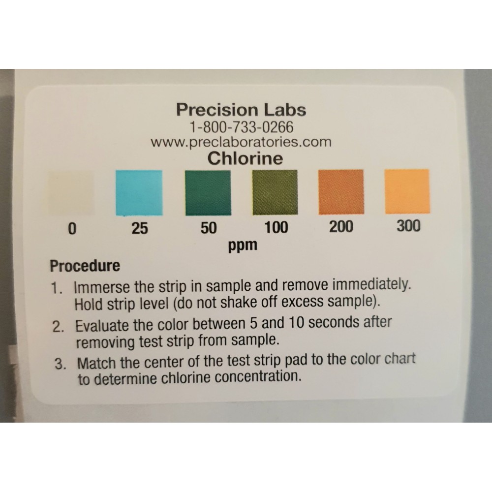 Tires reactives clor 0-25-50-100-200-300 ppm CHL-300. Tub 50 unitats