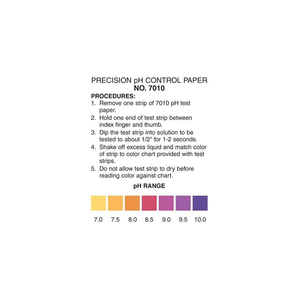 Tires indicadores plàstic pH 7-10 (0'5 pH) PH-7010-1. Bossa 50 unitats