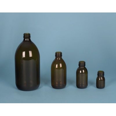 Flascó vidre topazi amb tap rosca. Capacitat 500 ml