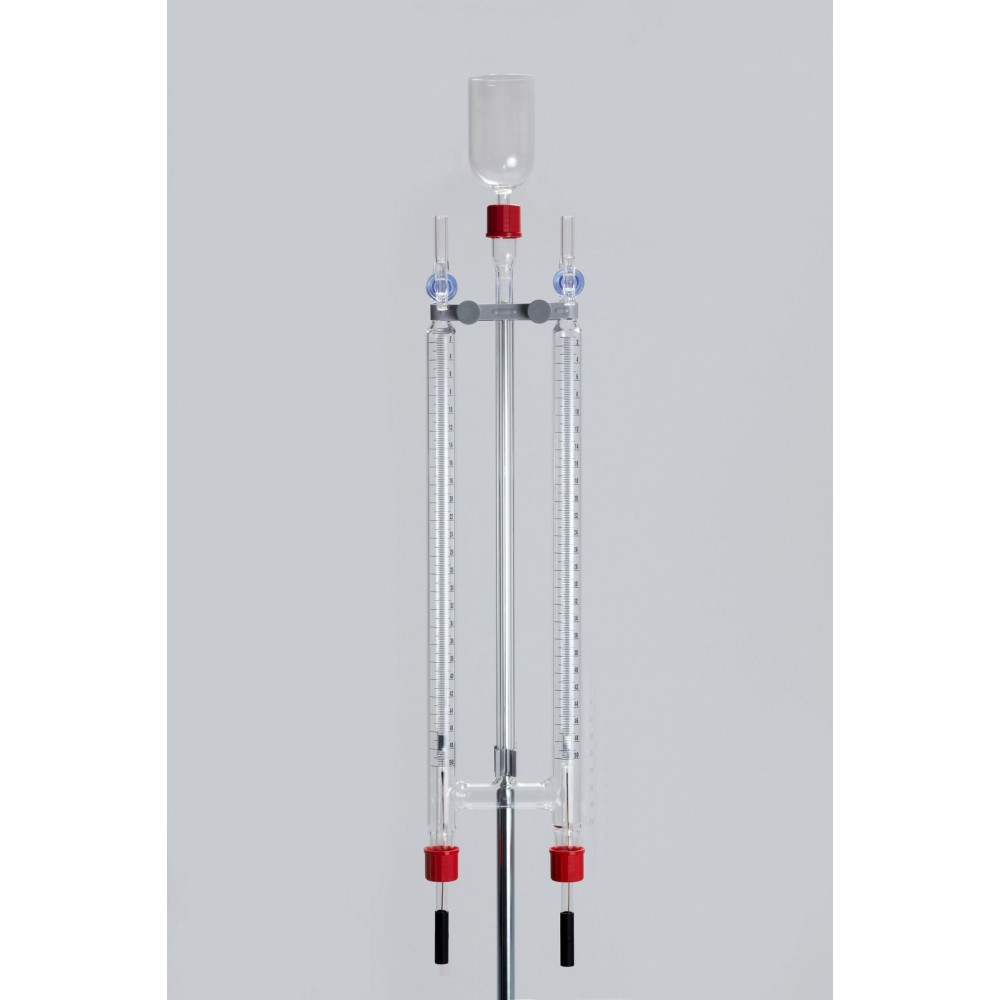 Voltàmetre Hofmann V-18395. Elèctrodes carbó (C) i platí (Pt) 