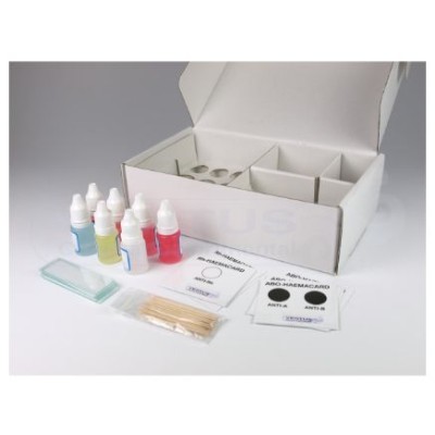 Kit determinación grupo sanguíneo y Rh. Sangre artificial, 12 pruebas