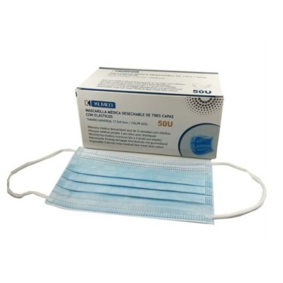 Mascarillas quirúrgicas desechables polipropileno 3 capas tipo I. Caja 50 unidades