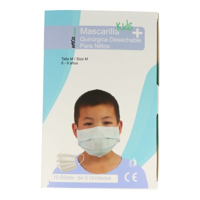 Mascarillas quirúrgicas infantiles polipropileno 3 capas tipo IIR. Caja 50 unidades