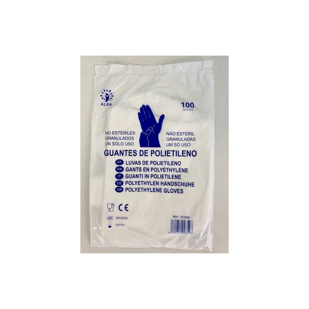 Guants examen plàstic polietilè. Bossa 100 unitats