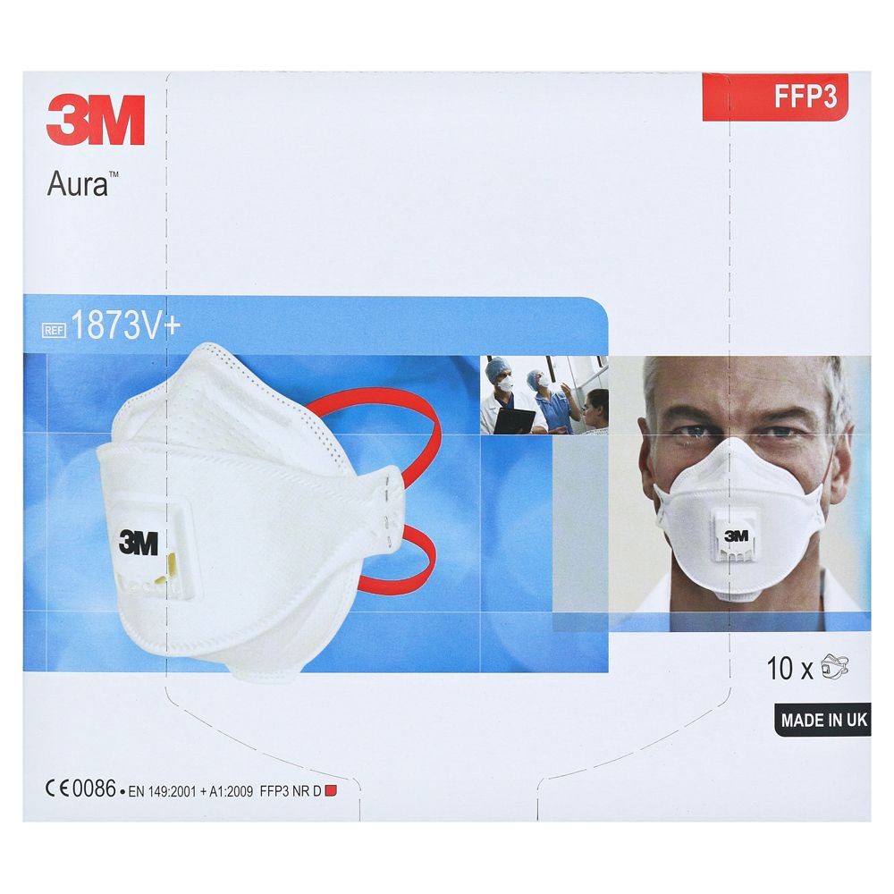 Mascarillas autofiltrantes FFP3 con válvula 3M 1873V+. Caja 10 unidades